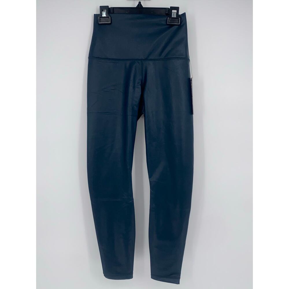 90 Degree by Reflex Super Hi Rise Leatherette Leggings Women's Sz S Arctic Navy